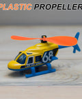 Toy helicopter with orange Ultra Durable Plastic Propeller Blades With Rubber Band Hooks For Helicopter Kits 5 Inch Fold Resistant.