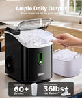 Real Deal Chewable Nugget Ice Maker Countertop Self Cleaning Fast Freeze Pellet Machine Cranks Out Thirty Six Pounds Daily Compact Black Gizmo with ice in use.
