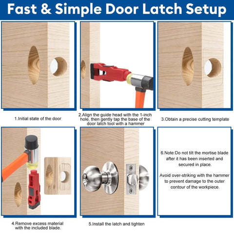 Fast and simple door latch setup guide using All-In-One Door Installation Kit With Hinge Jig, Lock Bore Template, And Latch Mounting Tools
