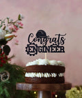 Congrats Engineer Cake Topper For Graduation Party Decor Future Engineer Theme Class Of 2026 Black Glitter Topper