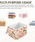 Heavy Duty Foldable Storage Bin With Flip Top Lid And Reinforced Handles For Home Bedroom Office Shelves and Collapsible Container shown empty for organizing.