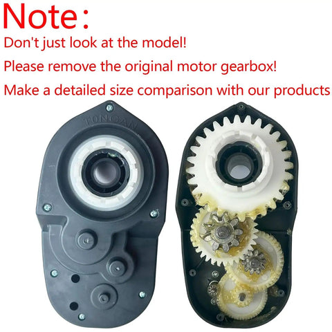 Top and inside view of High Torque 24V RS555 Gearbox Upgrade For Ride On Toys Like Power Wheels Dynacraft Realtree Disney Batman Dune Racer And Off Road Rides 35000 RPM 200W 20mm Output Shaft 200mm Length Premium Performance To Restore Power.