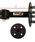 Spare Tire Mount For Polaris RZR XP Turbo Straight Tube Clamp, heavy duty steel design, fits 1 3/4 inch roll cage, bolt pattern view.