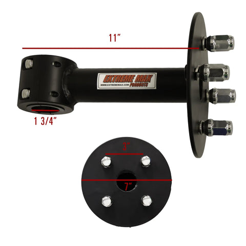 Spare Tire Mount For Polaris RZR XP Turbo Straight Tube Clamp, heavy duty steel design, fits 1 3/4 inch roll cage, bolt pattern view.