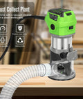 Slick Quick Release 6.5 Amp Compact Wood Router With Fixed Base offering precise cutting and dust collection for clean workspace.