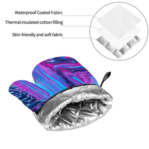 Hot Mess? No Way. These Abstract Fluid Oven Mitts And Pot Holders Bring The Heat With Super Cool 500 Degree Protection! Tough polyester with thick insulation.