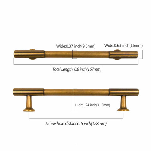 10 Pack 5 Inch Antique Brass Cabinet Handles For Cupboard Drawers And Kitchen Cabinets Durable Easy Install Cabinet Pulls Premium Hardware For Upgrading Dresser And Closet Storage with dimensions
