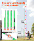 Image showing Extendable Manual Pole Saw With Eight Section Reach Up To 27 Feet, Sharp 65Mn Steel Blade, Lightweight Fiberglass Pole.