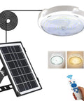 Solar Shed Light With Dimmable Remote Control 1000 Lumen LED Outdoor Ceiling Or Pendant Mount Switchable Cool White To Warm White