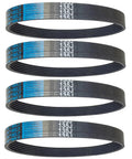 Four Pack 135J6 Poly V Drive Belt For Woodworking Planers, heavy duty replacement belts stacked for machinery use.
