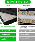 Comparison of heavy duty deadlift drop pads showing compressed cotton material versus flimsy alternative with pearl cotton.