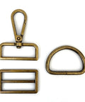 Heavy Duty 15 Piece Bronze Hardware Kit For Bags Featuring Rock Solid Swivel Hooks D Rings And Tri Glide Buckles Made From Zinc Alloy Built Tough includes three bronze metal fittings.