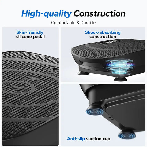 Whole Body Vibration Plate Exercise Machine For Home Gym Bluetooth Enabled with silicone pedals, shock-absorbing, anti-slip design