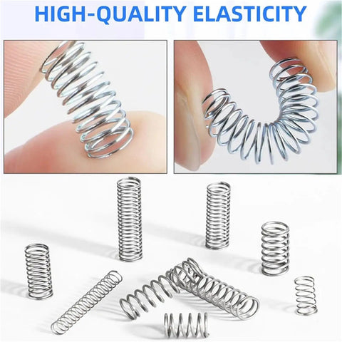 All Purpose Stainless Steel Spring Shock Absorber Kit With 23 Size Variations shown with close-up of springs