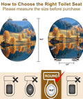Toilet Seat Round Resin Lake Bathroom with size measurements 14.5" x 16.5" for fitting most toilets.