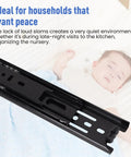 Close-up of 10 Inch Drawer Slides 2 Pairs Black Full Extension Ball Bearing 3 Fold Metal Dresser Runners 100 Lb Load with sleeping baby