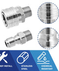 M MINGLE stainless steel pressure washer adapter set with 3/8-inch quick-connect fittings, 2-pack