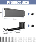Wall Mounted Garden Tool Organizer For Garage Heavy Duty Tool Rack diagram with 17-inch tracks and 11-inch hooks dimensions.