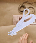 Cordless Electric Scissors For Fabric Cutting, Handheld Battery Powered Tailoring Shears with adjustable guide on fabric.