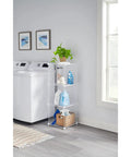 Three Piece Wire Stackable Cube Storage Set White For Closet Bookshelf And Toys Easy To Assemble in laundry room corner
