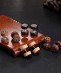8 Pairs 16G And 18G Wood Turquoise And Stainless Steel Fake Ear Gauges Set on wooden display