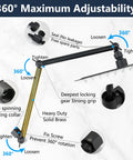 All Metal Shower Head And Handheld Combo For High Pressure 10 Inch Square Rainfall 360° Adjustable Extension Arm Diagram