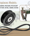 Close-up of belt and pulley for Heavy Duty All Wheel Drive Belt And Pulleys Kit Replacement For L Series Mower Easy Install With 587973001.