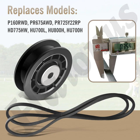 Close-up of belt and pulley for Heavy Duty All Wheel Drive Belt And Pulleys Kit Replacement For L Series Mower Easy Install With 587973001.