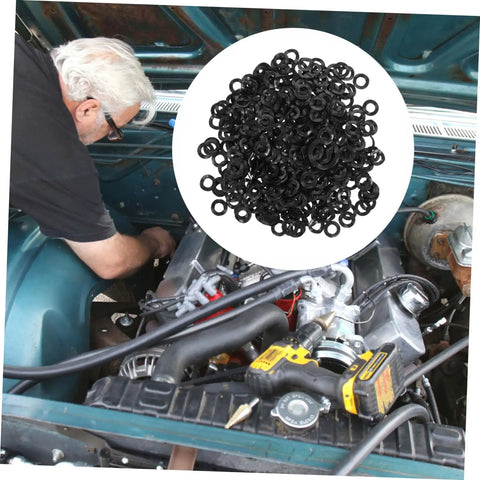 500 Pack Wave Washers Kit Spring Steel Compression Type Elastic Gaskets For Thrust Applications Prevent Loosening And Reduce Friction, Assorted Repair Washers For Auto Home And Shop, Durable Uniform Wave Height. Black wave washers in engine bay repair