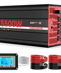 5500W Power Inverter 12V DC To 120V AC With 11000W Peak Surge For Off Grid Solar and RV Conversion, featuring LCD remote and cables.