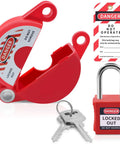 Beefy Gate Valve Lockout Device For Industrial Valves 1 To 2 Point 5 Inch Handles Red Lockout And Tagout Kit
