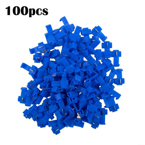 100pcs blue quick splice wire connectors, Get These 100 Blue Quick Splice Wire Connectors For Your Auto Electrical Setup. These T-Tap IDC Crimp Terminals Make AWG 14-16 Wire Splicing Easy Peasy Without Stripping Cables. Perfect DIY Kit To Fix Wiring Looms Fast And Securely With Just Pliers!, plastic metal terminals