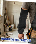 Premium Heat Resistant Welding Arm Sleeves Flame Retardant Cotton Guards on arm in workshop for heavy duty mechanic work.