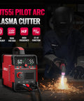 55 Amp Plasma Cutter CUT55i Dual Voltage 110V 220V IGBT Inverter With Non Touch Pilot Arc in use cutting metal