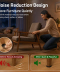 Woman applying 48 Count No Slip EVA Furniture Pads With Self Adhesive Backing For Chairs Couches Tables Feet Anti Scratch Floor Protectors