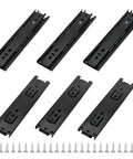 Six Pack 8 Inch Full Extension Drawer Slides In Black Telescopic Steel Ball Bearing Rails With Screws For Cabinets And Drawers Side Mount
