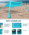 Portable Beach Tent Sun Shelter 7x7ft Shade Canopy UPF50 Sandbags Included For Easy Setup Family Camping Fishing Picnics And Backyard Fun