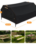 All Weather 6 Ft Picnic Table Cover With Waterproof 420D Oxford Cloth Heavy Duty Windproof UV Protection Adjustable Straps And Air Vent Fits 70 And 72 Inch Outdoor Tables Black