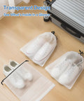 Clear Waterproof Travel Shoe Bags For Packing Large 15.7 By 11.8 Inch Size Portable Shoe Organizer next to suitcase