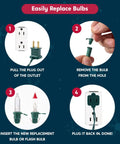 Steps to replace bulbs for Lit Clear Christmas String Lights Indoor Outdoor 100 Count Mini White Fairy Lights