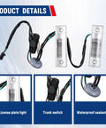 Rear Trunk Release Switch With License Plate Lamp Replacement for Cruze 2011 to 2015 and Orlando 2011 to 2015, Cruze Limited 2016, close-up with wiring