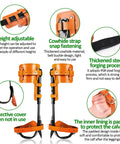 All In One Tree Climbing Gear Set With Adjustable Climbing Straps Steel Core Flip Line detail showing leather ankle straps and steel forging process.