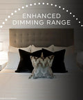 Bedroom with enhanced dimming showing Cync Smart LED Light Bulbs tunable white Bluetooth and Wi-Fi works with Alexa and Google A19 2 pack