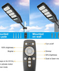 Two Pack 200W Solar Street Lights with Motion Sensor Dusk to Dawn 10000LM Bright Outdoor Flood Lights IP65 with Remote Control Options