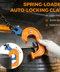 BEAMNOVA drum lifter clamp, 2-ton orange and blue metal device for lifting 55-gallon drums with chain