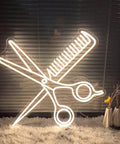 Neon Sign for Biz With Adjustable Brightness LED Neon Light for Bar Party Salon Store Window Decor 20 Inch Scissors Comb Design