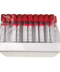 Veterinary Lab Vacuum Blood Collection Tubes No Additive 5ml Red Cap 100 Count for Vet Clinics in sealed packaging box.