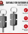 Five Eighth Inch Weld On Spring Latch Assembly With Plain Tube Heavy Duty Steel Trailer Gate Lock showing rust resistant finish and spring mechanism.