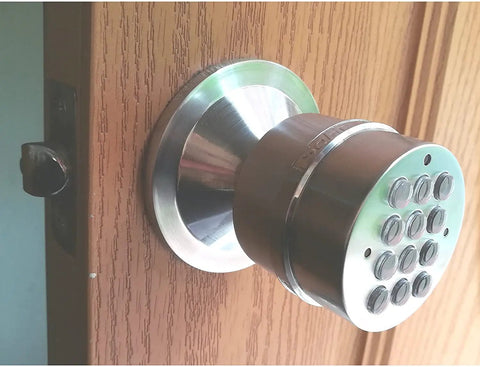 Electronic Door Knob With Front Keypad, Spring Latch Lock, DIY Install, Left or Right Handed, Replaces Most Door Knobs