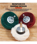 Reinforced handle design of 10 Piece Premium Non Woven Abrasive Buffing Wheel Set With 1/4 Inch Shank for polishing tasks.